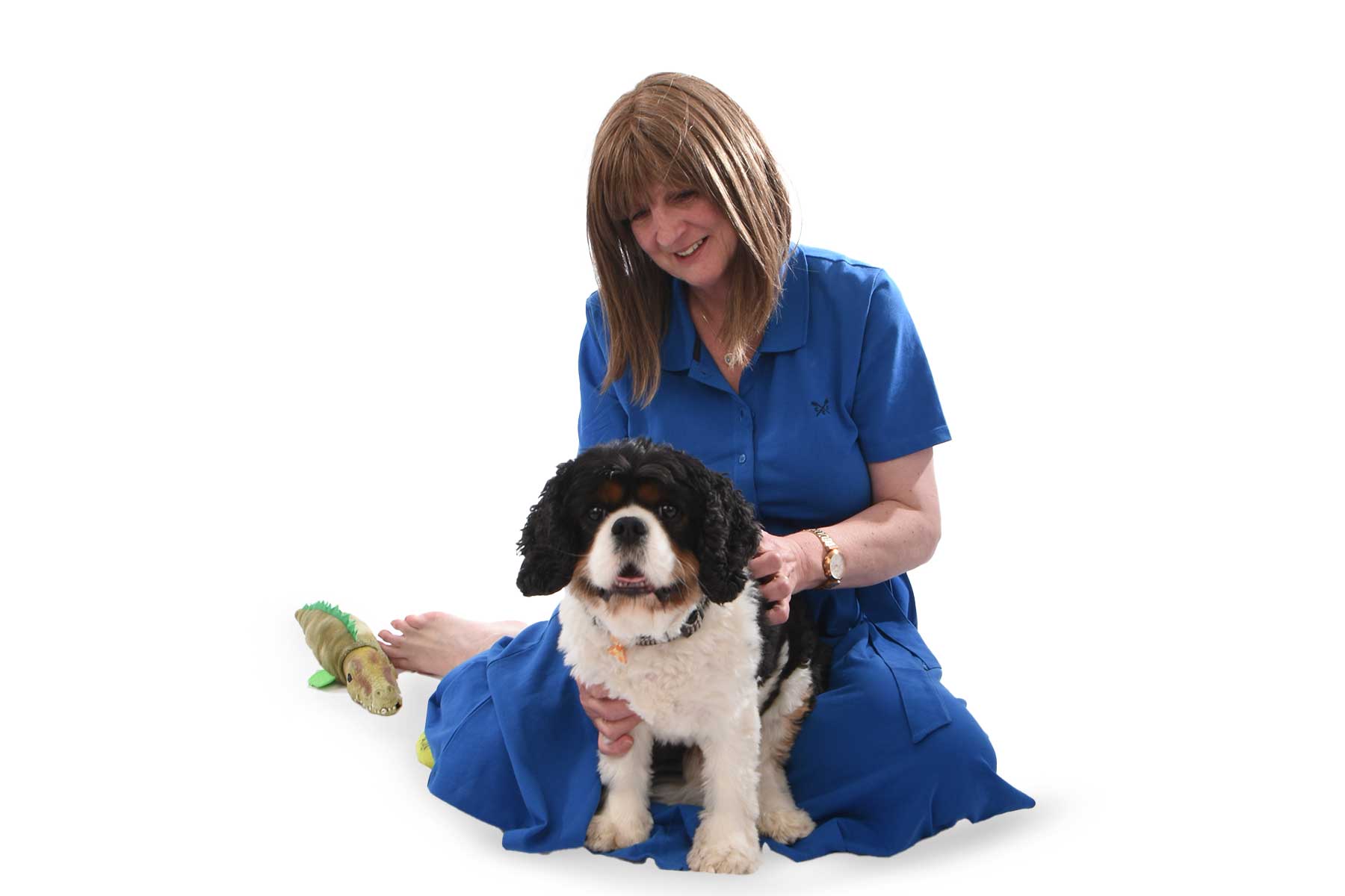 Nina and charlie sitting together white background 
